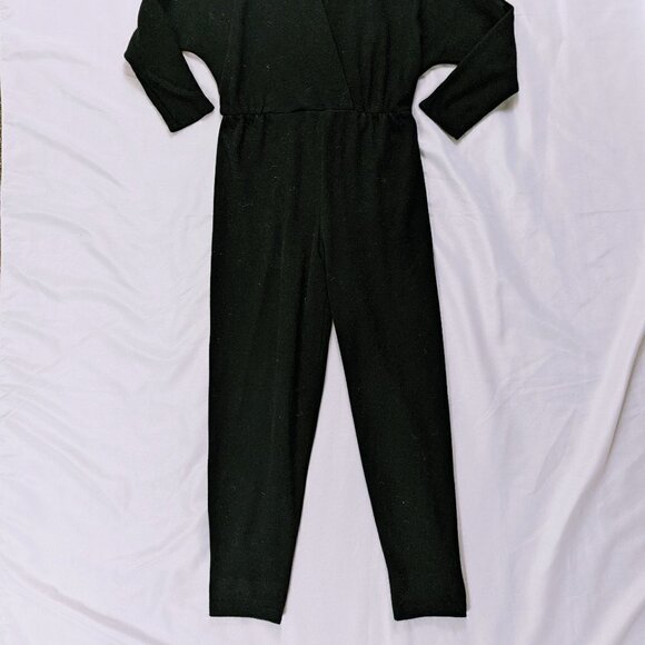 Vintage Byer Too! Black Long Sleeve Jumpsuit Size 11 (Med) Elastic Waist - Picture 2 of 9